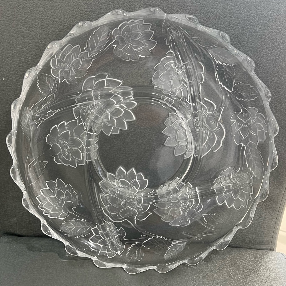 Vintage Clear Glass appetizer Serving Dish Fruit Hors d'oeuvre 5 Section Tray